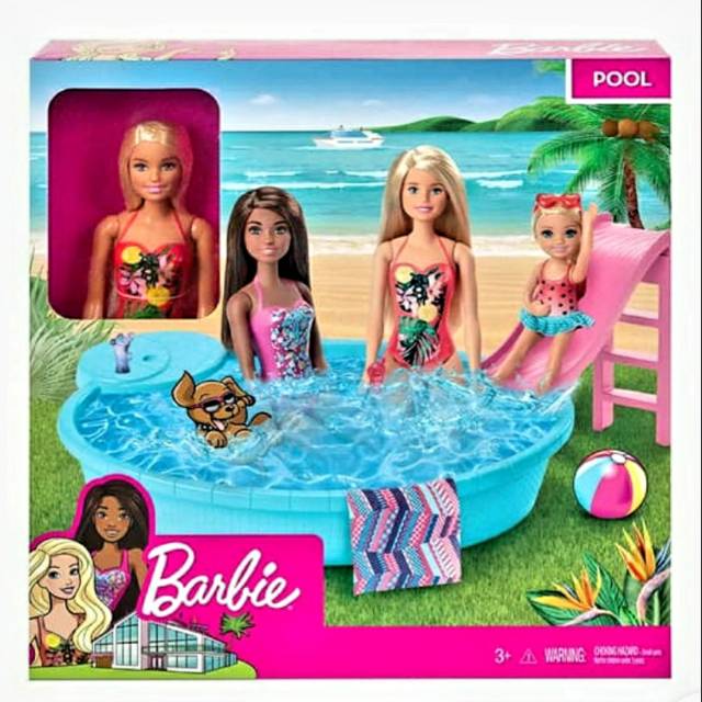 Pool Barbie set mainan kolam renang barbie kolam renang boneka original mattel