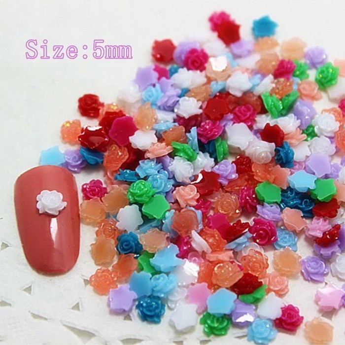 Manik bunga resin bunga glitter nail art 3D scrapbooking hiasan 3D