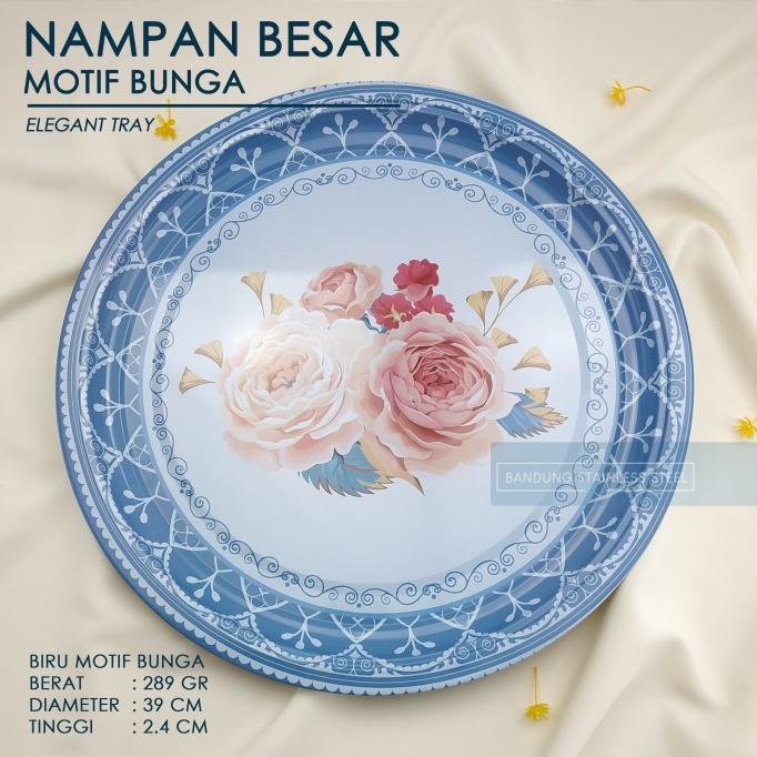 ELEGANT TRAY NAMPAN BAKI TALAM SENG UKURAN BESAR MOTIF BUNGA 39 CM