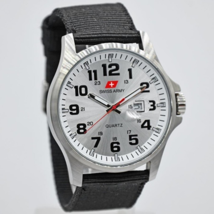 Jam Tangan Pria Swiss Original Tali Kanvas - Jam Tangan Pria Swiss Original Tali Kanvas