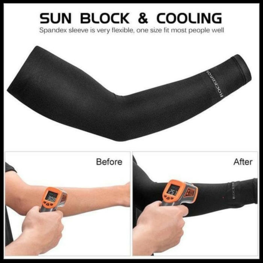 Manset Tangan Sepeda Pria Wanita ROCKBROS XT9002BK ARM SLEEVE Olahraga Outdoor Anti UV Premium