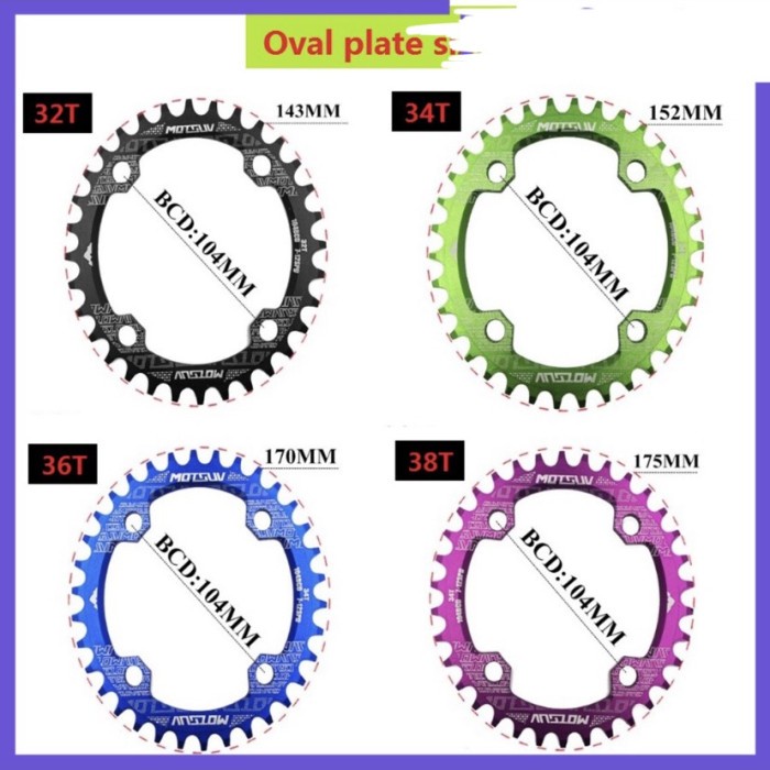 Chainring OVAL VXM Narrow wide 32T 34T 36T 38T BCD 104 mm Alloy CNC