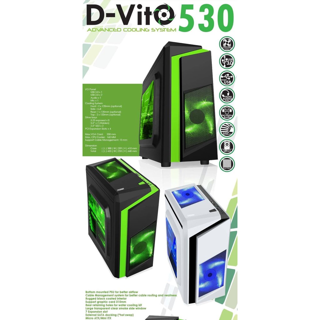 CASING PC Gaming KOMPUTER DAZUMBA ORIGINAL DVITO 530 NON PSU Casing Komputer PC Original Dazumba dvi