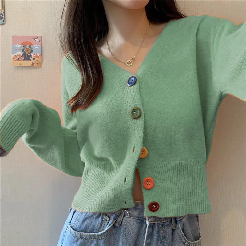 KALILA - BUTTON RAINBOW Cardy Cardigan Rajut Wanita Dewasa | Kardigan Rajut Wanita