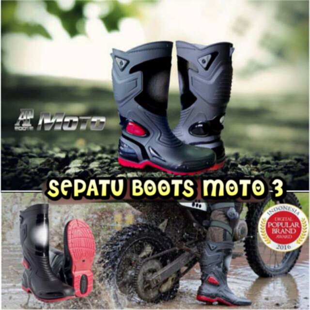 Sepatu AP Boots PVC MOTO 3 Anti Air Hujan Banjir sepatu pria biker 3M size 38 39 40 41 42 43 44 45