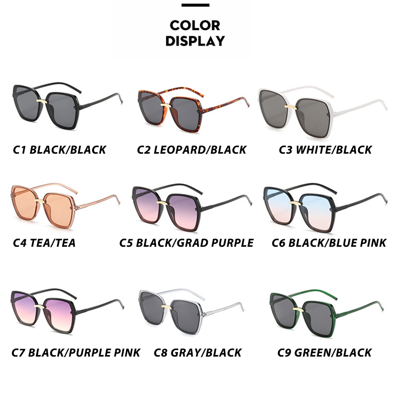 (YUZHU) Bayar di Tempat Kacamata Korean Style Hitam Candy Color Oversized Kacamata Hitam Gaya Wanita Sunglasses