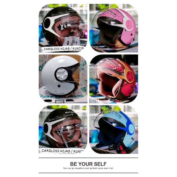 CARGLOSS HIJAB CARGLOSS YRH PUTIH YRH PINK YRH HITAM YRH BIRU HELM CEWEK HELM RETRO