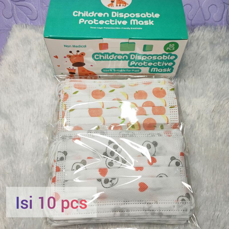 [ bisa COD] ~ MASKER ANAK 3 PLY 10 PC/ pack motif kartun masker telinga anak