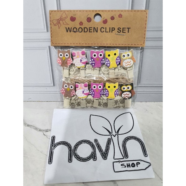 JEPITAN KAYU FOTO/WOODEN CLIP/PHOTO KLIP-Owl