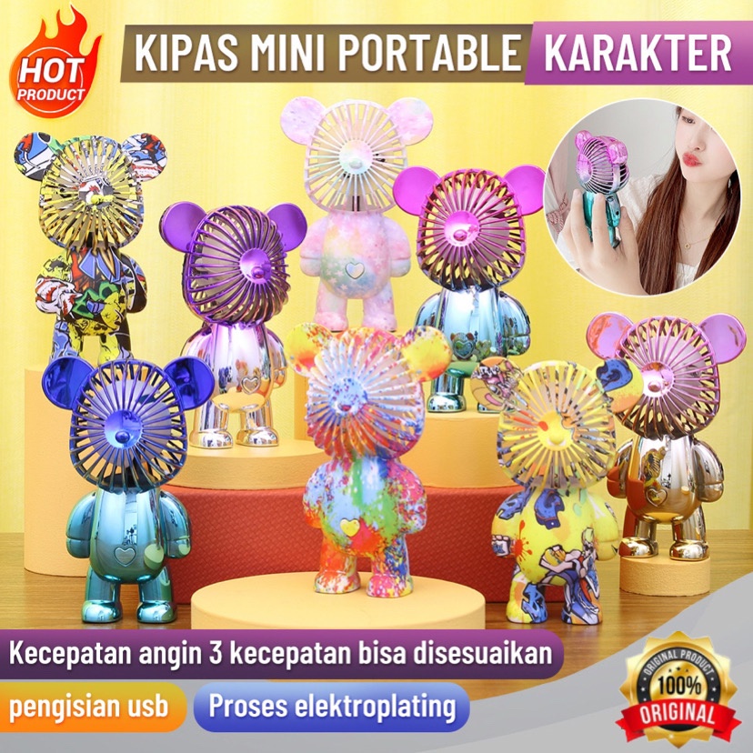 ( BISA COD ) PROMO KIPAS ANGIN BEAR BRICK PORTABLE VIRAL LUCU / MINI FAN KIPAS KARAKTER / KIPAS PORTABLE USB CHARGE / KIPAS ANGIN LUCU GRADASI / KIPAS ANGIN 3 SPEED / MINI FAN PENDINGIN KIPAS GENGGAM / KIPAS ANGIN BERUANG