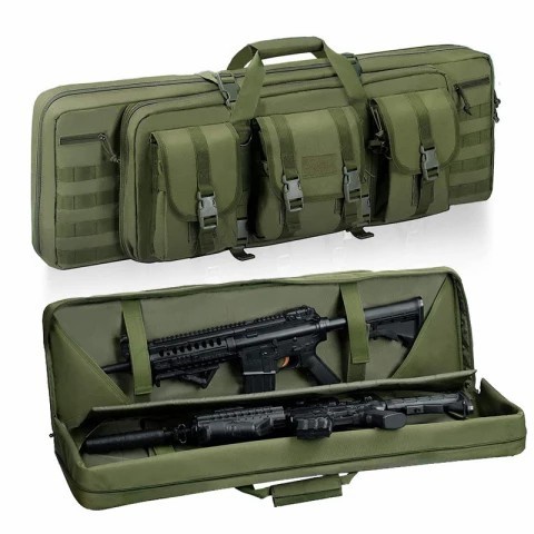 tas senjata laras panjang 2 kompartemen hijau army 130x30x12cm airsoftgan berkuwalitas premium