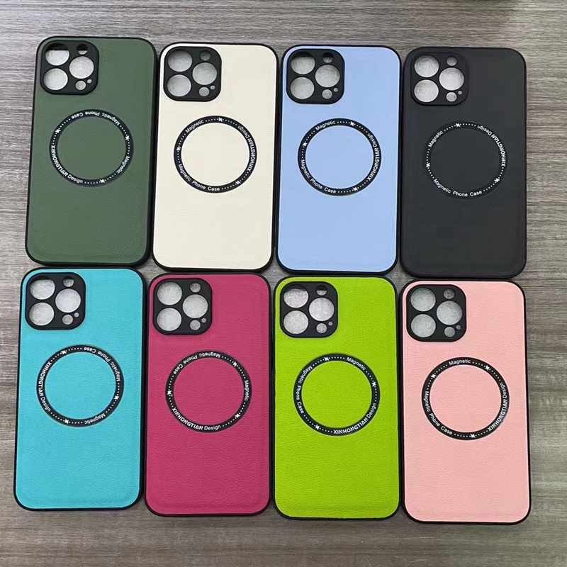 Case Pelindung Lensa Magnetik Bahan Kulit anti Slip shockproof Untuk iphone 14 pro max 11 13 12 pro max XR X Xs max