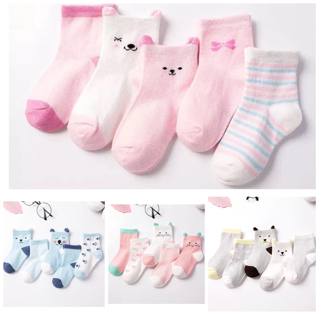 kiddiwear Kaos kaki bayi import karakter / Kaos kaki anak 5 set ANIMALS