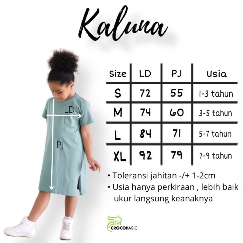 Dress Kaos Anak Perempuan 1-9 Tahun Kaluna