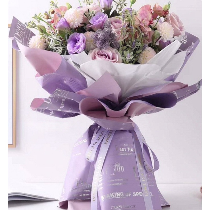 FLOWER WRAPPING “ MAGAZINE - ARMANI “ BI COLOR ( ECER ) CELLOPHANE KERTAS BUNGA HAND BOUQUET WATERPROOF