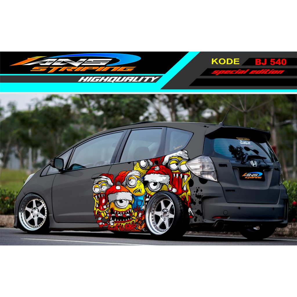 STICKER VARIASI MOBIL JAZZ MINION / DECAL STICKER MOBIL JAZZ SIGRA BRIO AGYA SWIFT / STIKER TERBARU