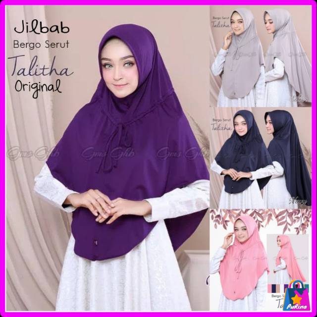 Hijab Jilbab Bergo Syari Pad JerseyZoyaVariasi Tali Serut Bagian Depan/Hijab Instan GS206