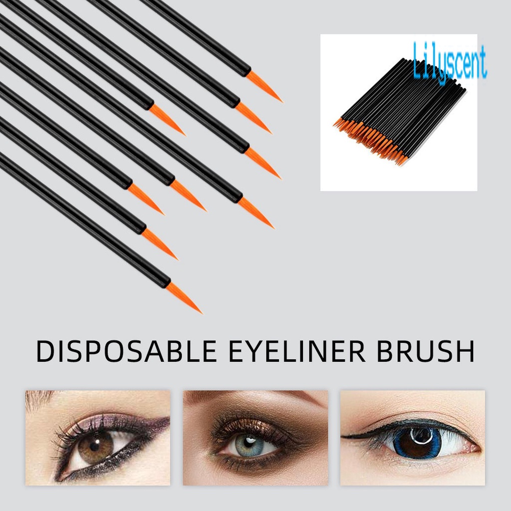 Lily 50Pcs / Set Brush Eyeliner Sekali Pakai Bahan PP Untuk Makeup / Kosmetik Wanita