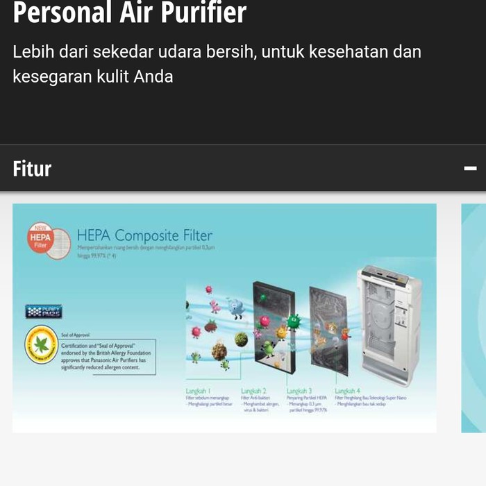 Air Purifier Panasonic FPXM35 / Air Purifier Panasonic Hepa Nanoe