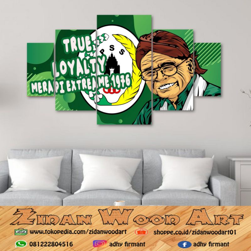 hiasan dinding walldecor poster kayu logo club bola custom pss sleman 3 40x70 cm