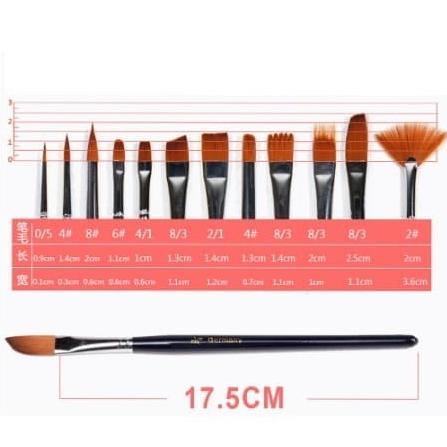 

Set 12Pcs Kuas Lukis Cat Air / Minyak Dengan Bahan Nilon Dan Akrilik