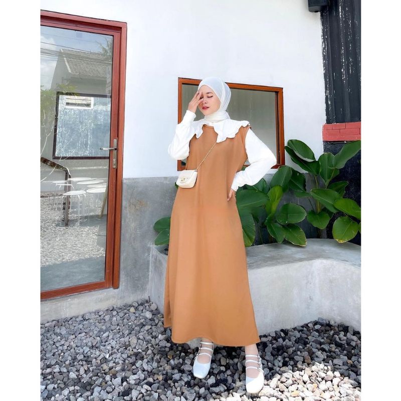 Inner Scuba Dress Wanita Tanpa Lengan