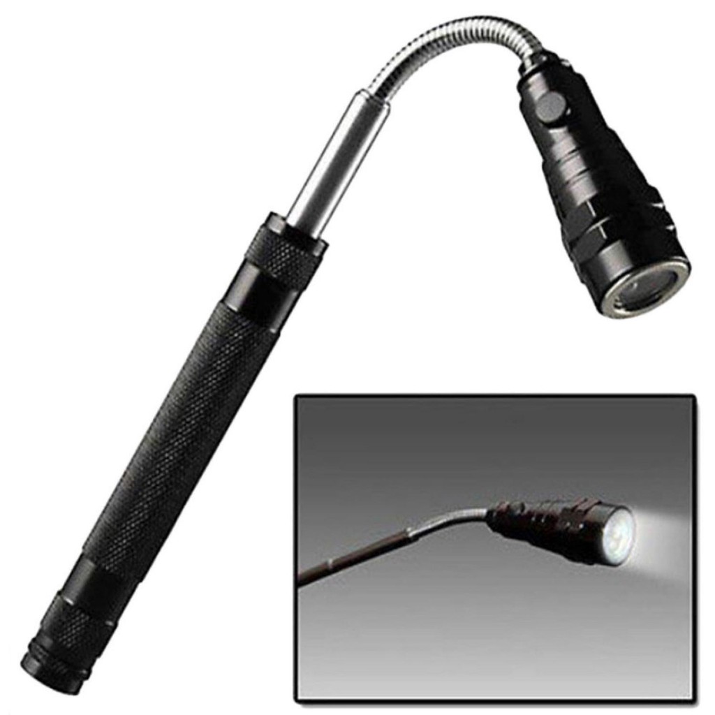 LED Telescopic Flexible Magnetic Pick Up Flashlight [Hitam]