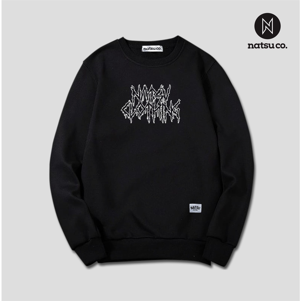 Sweater Cewneck Pria Font Metal Natsu Clothing Putih Line Original NATSU CO x PANDAWA HOODIE