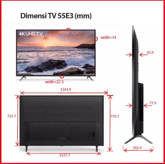 Tcl Led Tv 55 Inch 55e3 Smart Uhd 4k Digital Netflix Shopee Indonesia