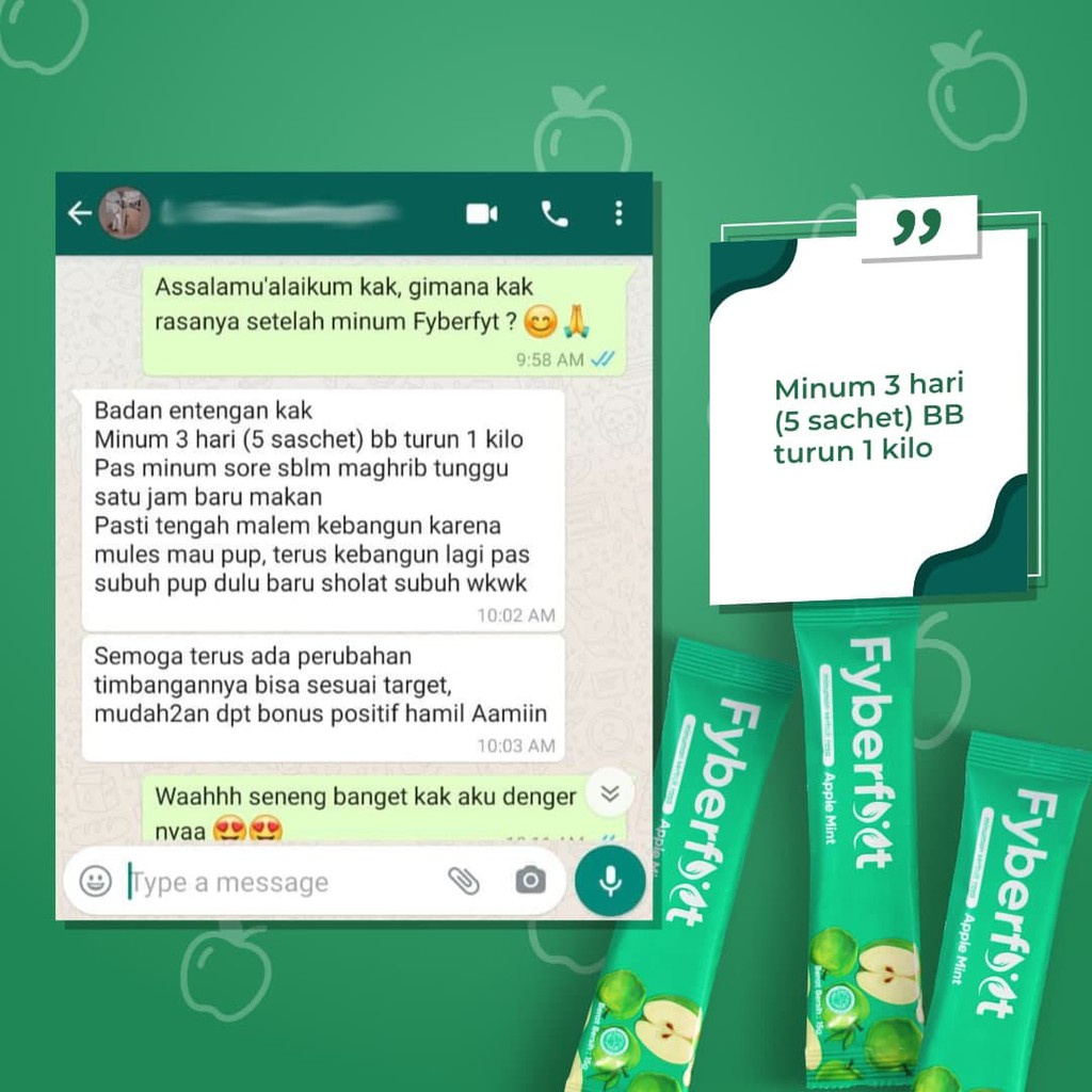 AGEN RESMI -  SACHET Fyberfyt Minuman Diet Serat Fiber Slim Suplemen Detox Pelangsing Penurun Berat