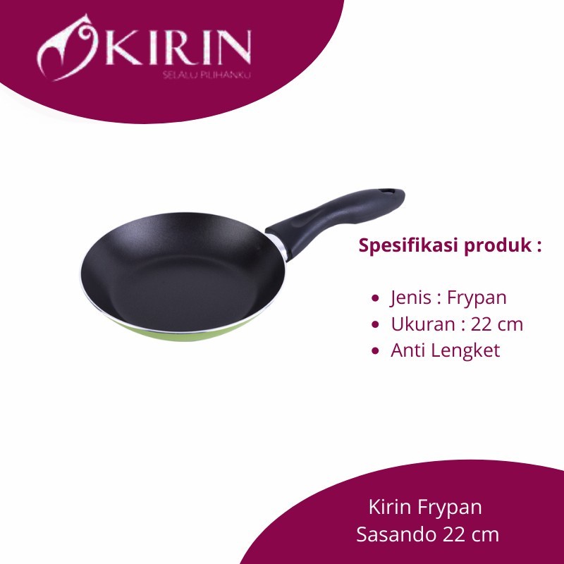 KIRIN Frypan Teflon SASANDO CLASSIC 22CM / Wajan Teflon Anti Lengket
