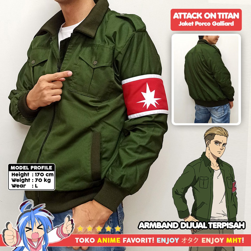 Jaket Anime Shingeki no Kyojin SNK Attack On Titan AOT Porco Galliard Militer Military