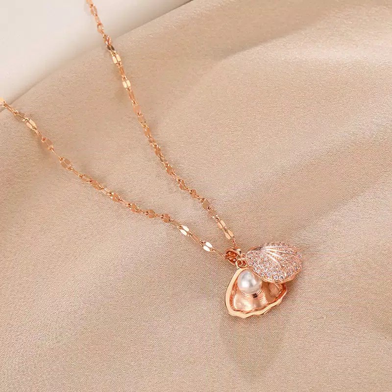 GG kalung Rantai  Aksen Kerang Mutiara Cinta Fashion Korea#KA-103