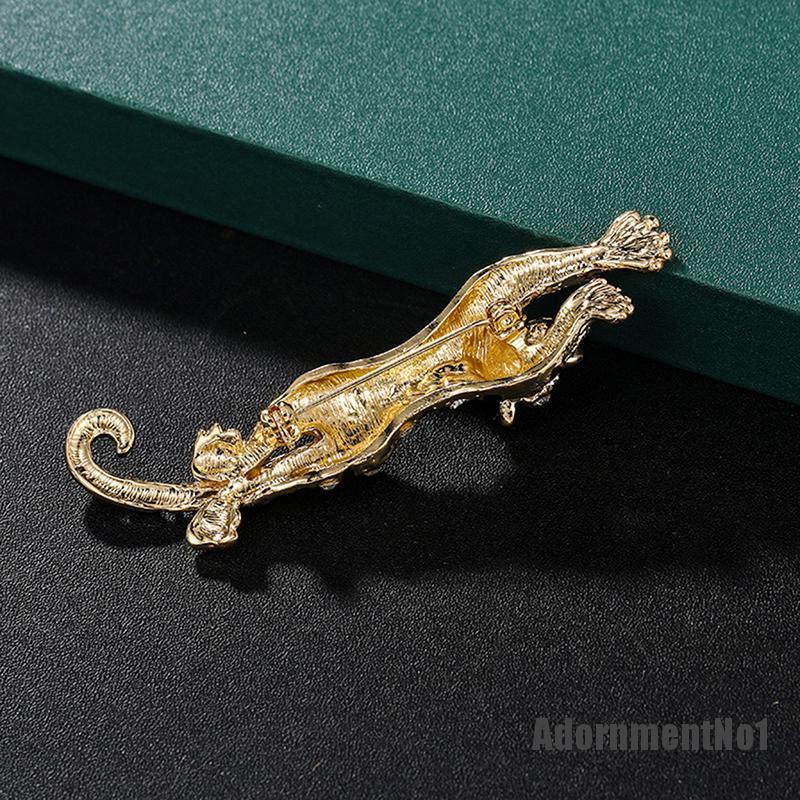 (Adornmentno1) Bros / Pin Vintage Bentuk Harimau Aksen Berlian Imitasi Untuk Aksesoris Pria / Wanita