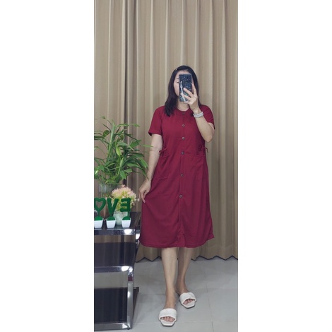 Dress Andin Kancing Tali Samping Dress Kancing