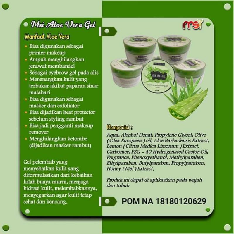 Aloevera MSI/ lidah buaya/ gel lidah buaya