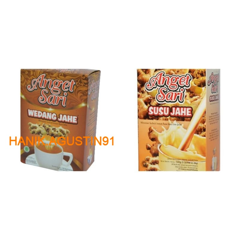 

Anget Sari - Susu Wedang Jahe Instan Bubuk / Anget Sari Kopi Susu Jahe isi 5 Sachet