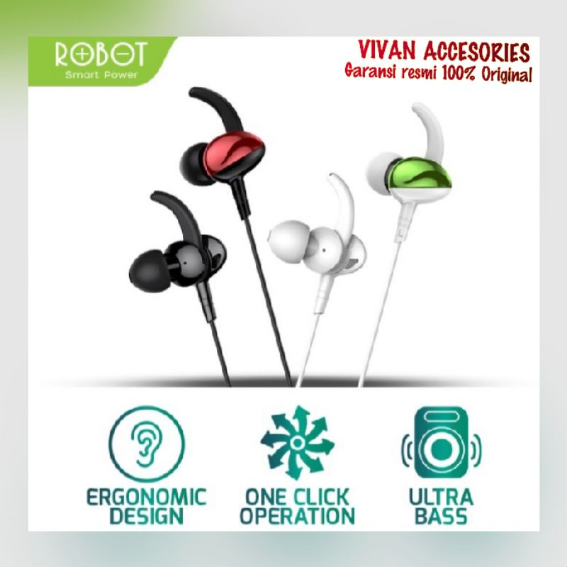 ROBOT Headset RE801 Wired Earphone Ultra Bass