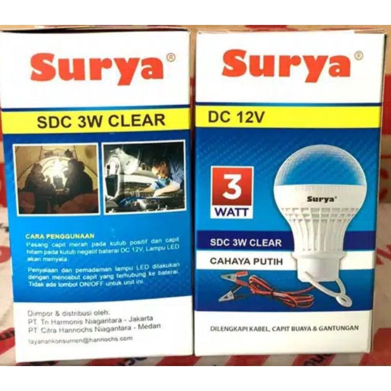 Lampu Led Jepit Aki Surya DC-12V 3Watt