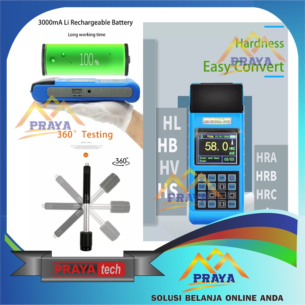 LEEB HARDNESS TESTER TES KEKERASAN BESI BAJA LOGAM PRINTER PORTABLE ALAT UJI CEK