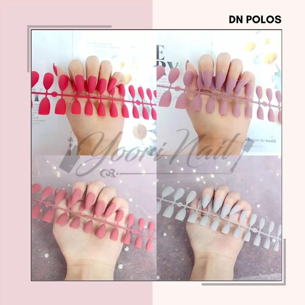 Kuku palsu polos bentuk stiletto set 24pcs fake nails polos false