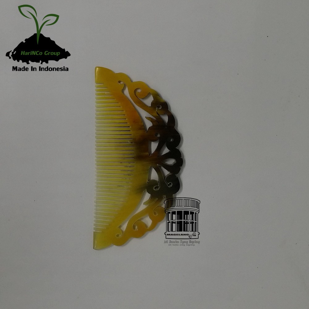 Sisir Motif Oval Tanduk Asli