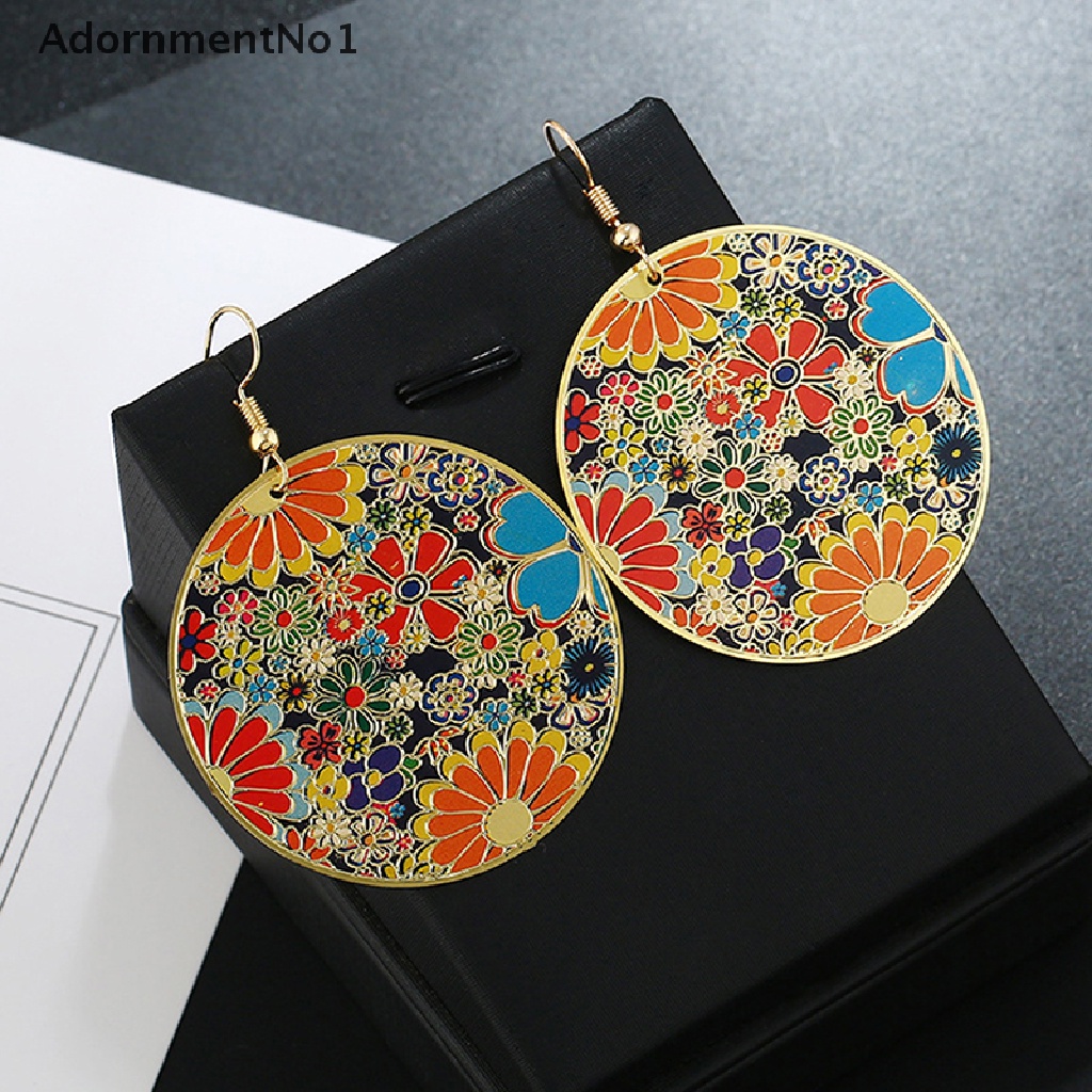 (AdornmentNo1) Anting Tusuk Gantung Bentuk Bulat Warna Warni Gaya Vintage / Bohemian / Etnik Untuk Wanita