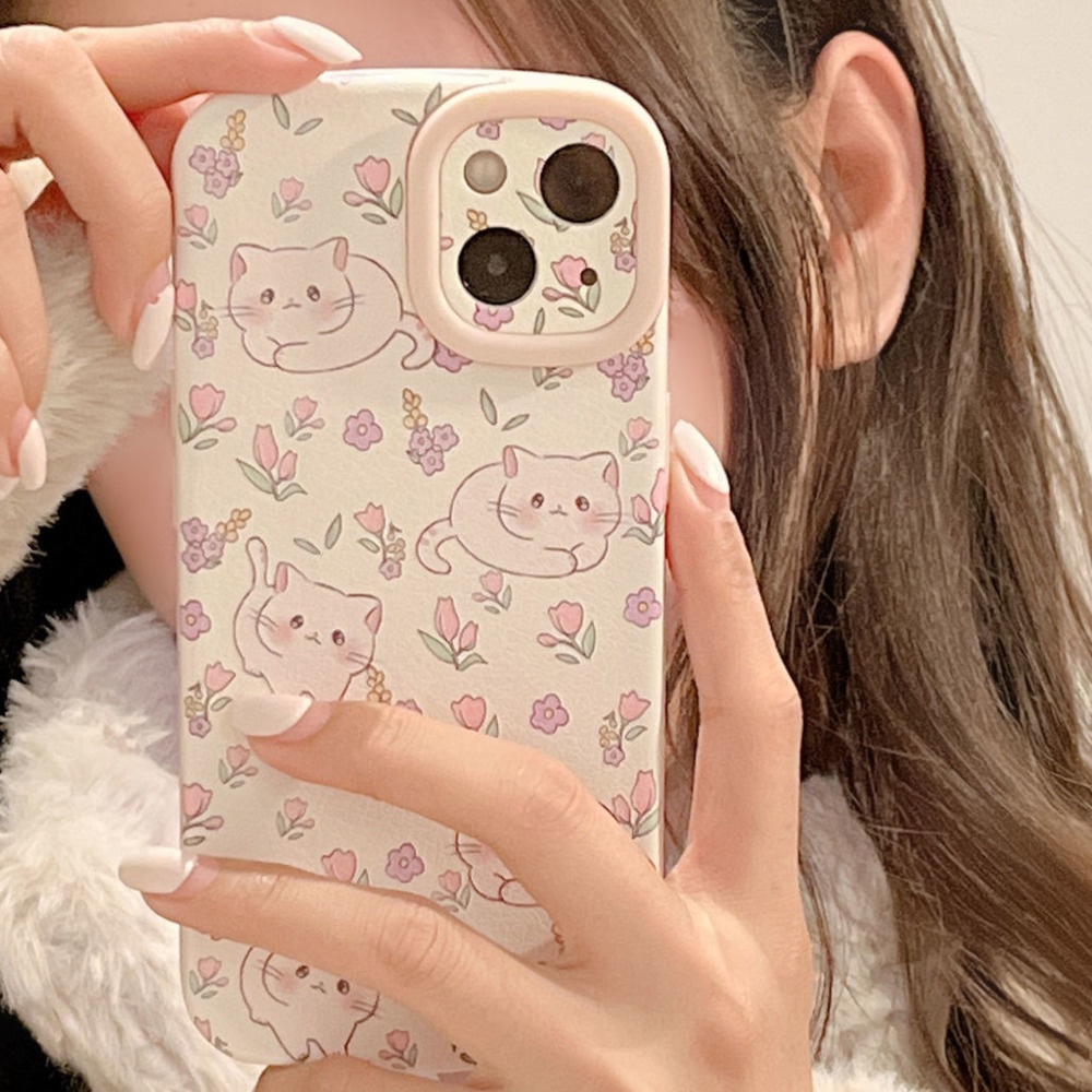 Dicetak Pola Kucing Mini Casing Ponsel IPhone 12 13 11 Pro Max X Xs Max Xr 7 8 Plus Casing Silikon Pzxm