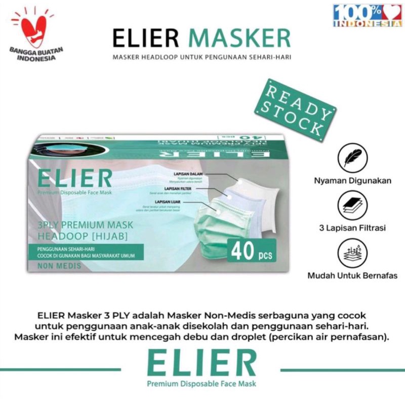 MASKER ELIER BOSON 3PLY (EARLOOP/HEADLOOP)
