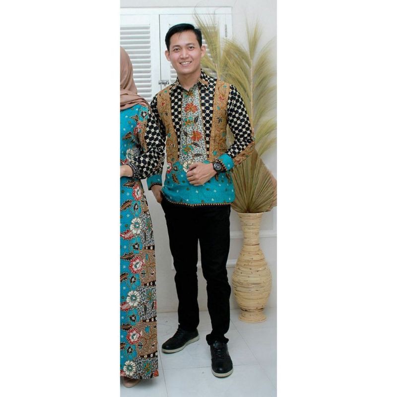 PROMO BATIK COUPLE KELUARGA SARIMBIT sania ruffle batik ori ndoro jowi motif SINARAN-KEMEJA PANJANG