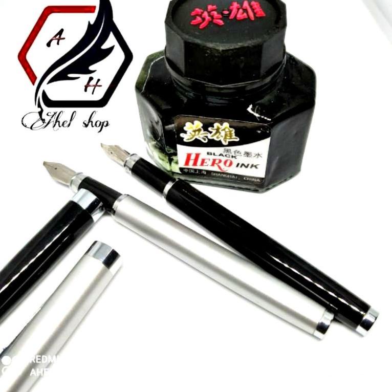 

<O-OTR) <☀) Pulpen penulisan ijazah raport sekolah Fountain pen Kalam kaligrafi 1,5Mm tinta isi ulang hero satu set <premium)