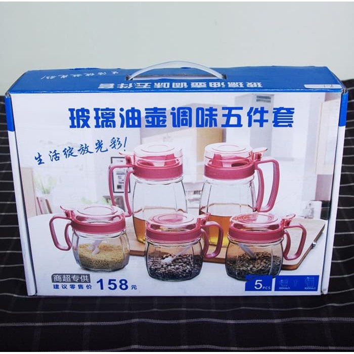 

ORDER SEGERA BOTOL MINYAK DAN TEMPAT BUMBU SET 5PCS