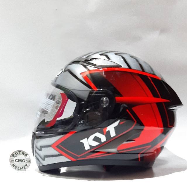 HELM KYT FALCON 2 ARMOUR BLACK RED FLUO DOUBLE VISOR FULL FACE