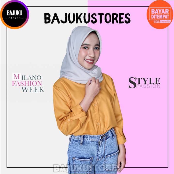 Kemeja Polos Wanita Lengan Panjang Premium Katun Jumbo Bahan Adem Untuk Atasan Dewasa Blouse Baju Im